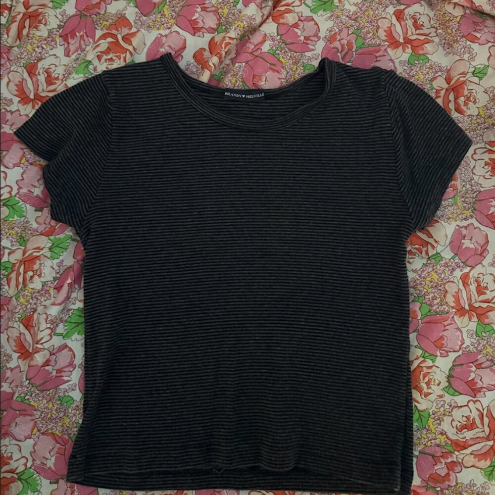 Brandy Melville Black and Grey stripped top in a small